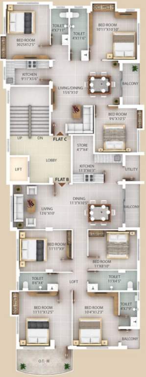  chitrakut mansion Chitrakut Mansion Cluster Plan From 3rd To 4th Floor