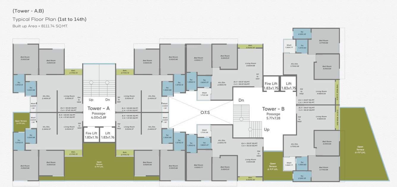  sundaram skyline Tower A & B Cluster Plan from 1st to 14th Floor
