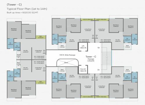  sundaram-skyline Tower C Cluster Plan from 1st to 14th Floor