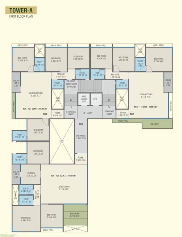  the vista residential Block A Cluster Plan for 1st Floor
