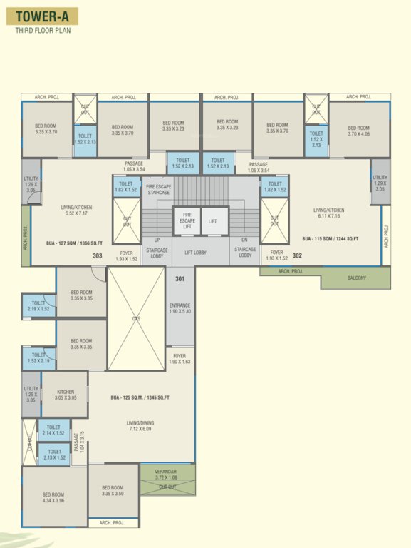 the vista residential Block A Cluster Plan for 3rd Floor