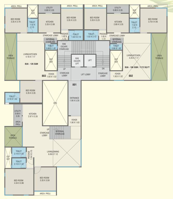  the vista residential Block A Cluster Plan for 8th Floor