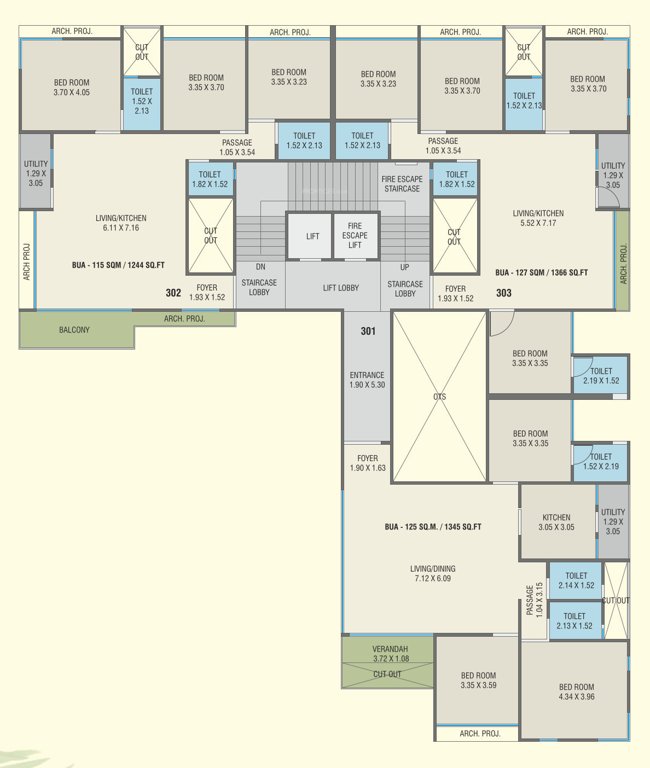  the vista residential Block B Cluster Plan for 3rd Floor