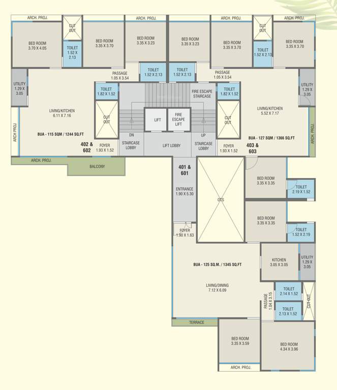  the vista residential Block B Cluster Plan For 4th & 6th Floor