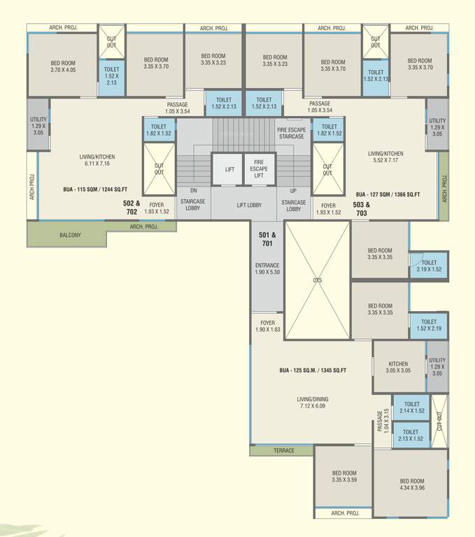  the vista residential Block B Cluster Plan For 5th & 7th Floor