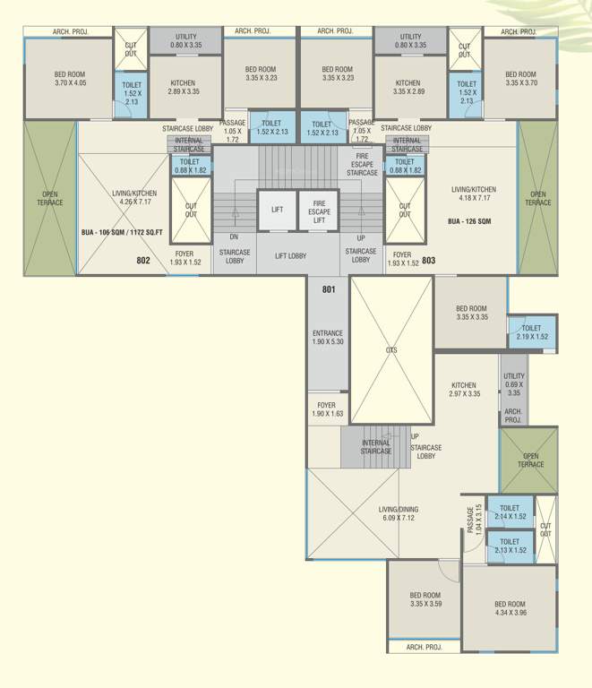  the vista residential Block B Cluster Plan for 8th Floor