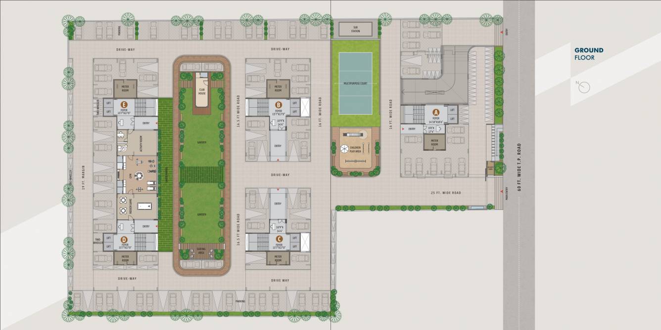  divine Block A,B,C,D,E Cluster Plan for ground Floor