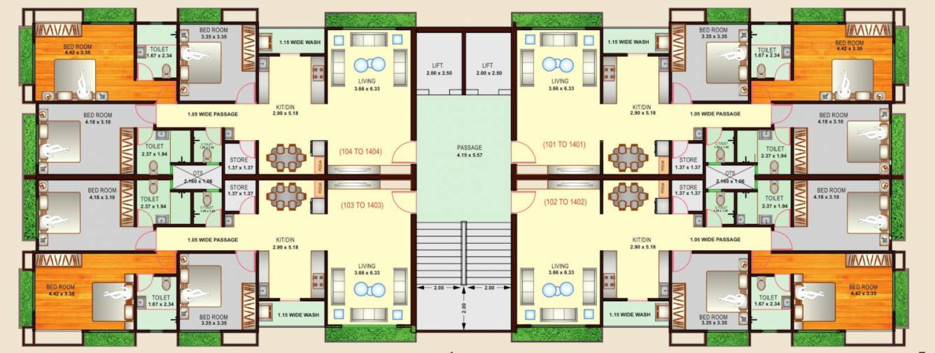  heights Aakar Heights Cluster Plan For Typical Floor