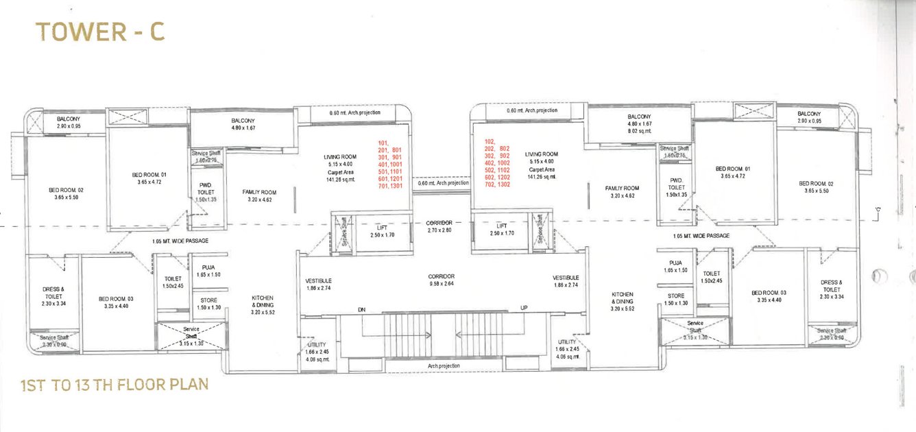 nilamber bellissimo 4 Tower C Cluster Plan from 1st to 13th Floor