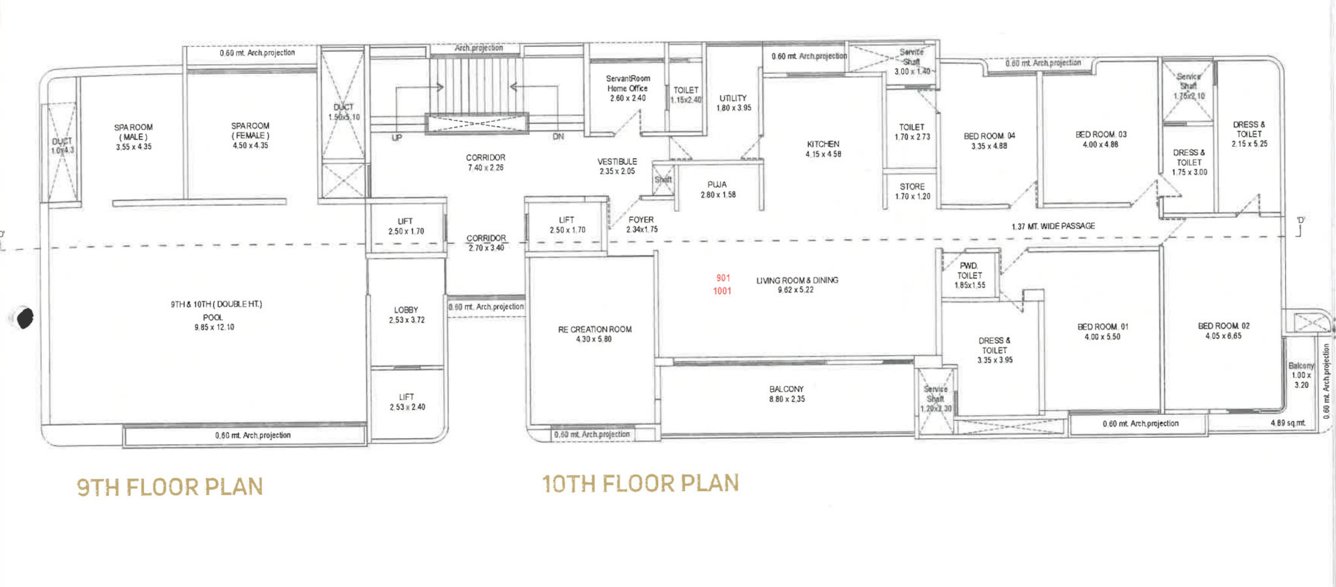 nilamber bellissimo 4 Tower D Cluster Plan from 9th to 10th Floor