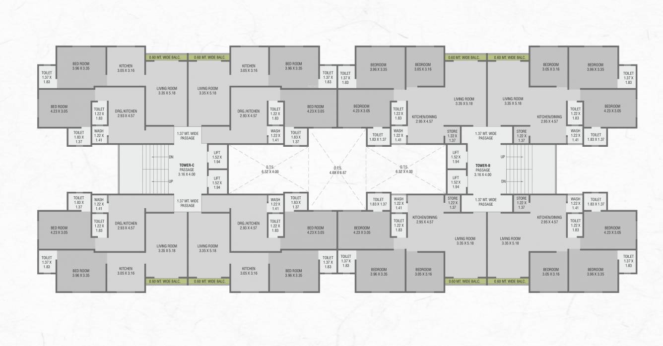 shree siddheshwar hridayam Block B And C Cluster Plan For Typical Floor Plan