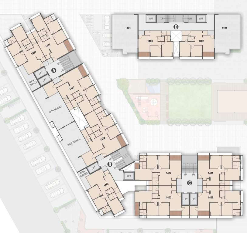  ganga 362 Block A,B,C,D Cluster Plan For 14th Floor