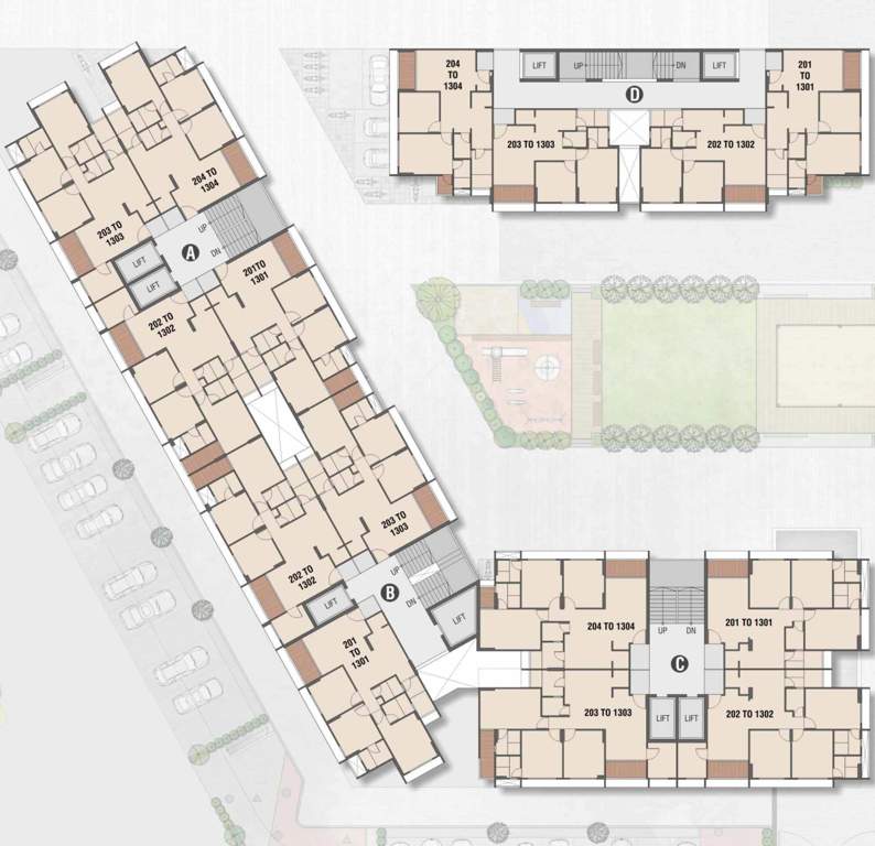  ganga 362 Block A,B,C,D Cluster Plan From 2nd To 13th Floor