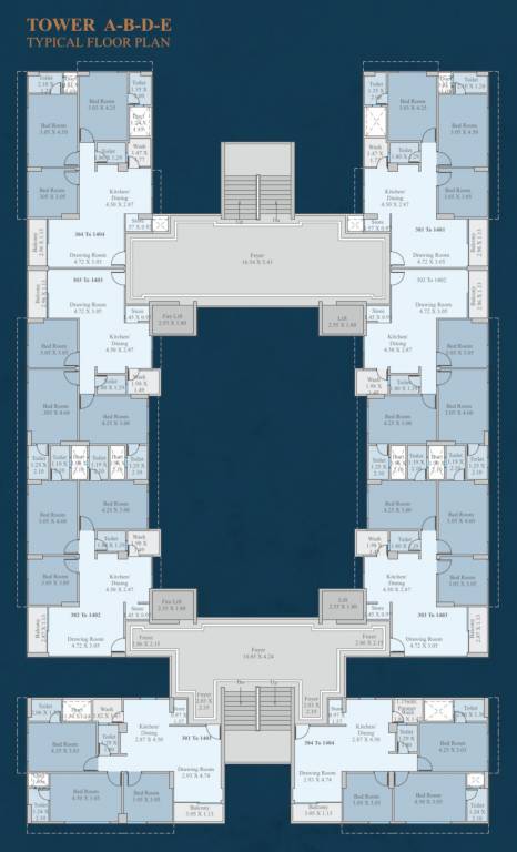 satyam Block A, B, D & E Cluster Plan For Typical Floor