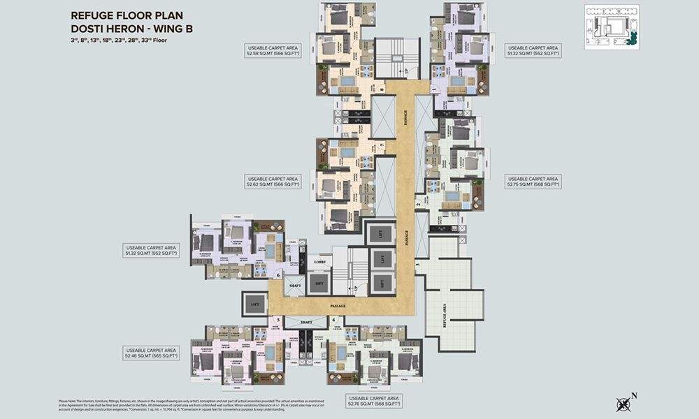 dosti heron Dosti Heron Wing A, Wing B, Wing C / Building No 2 Wing A, Wing B, Wing C Cluster Plan from 2nd to 33th Floor