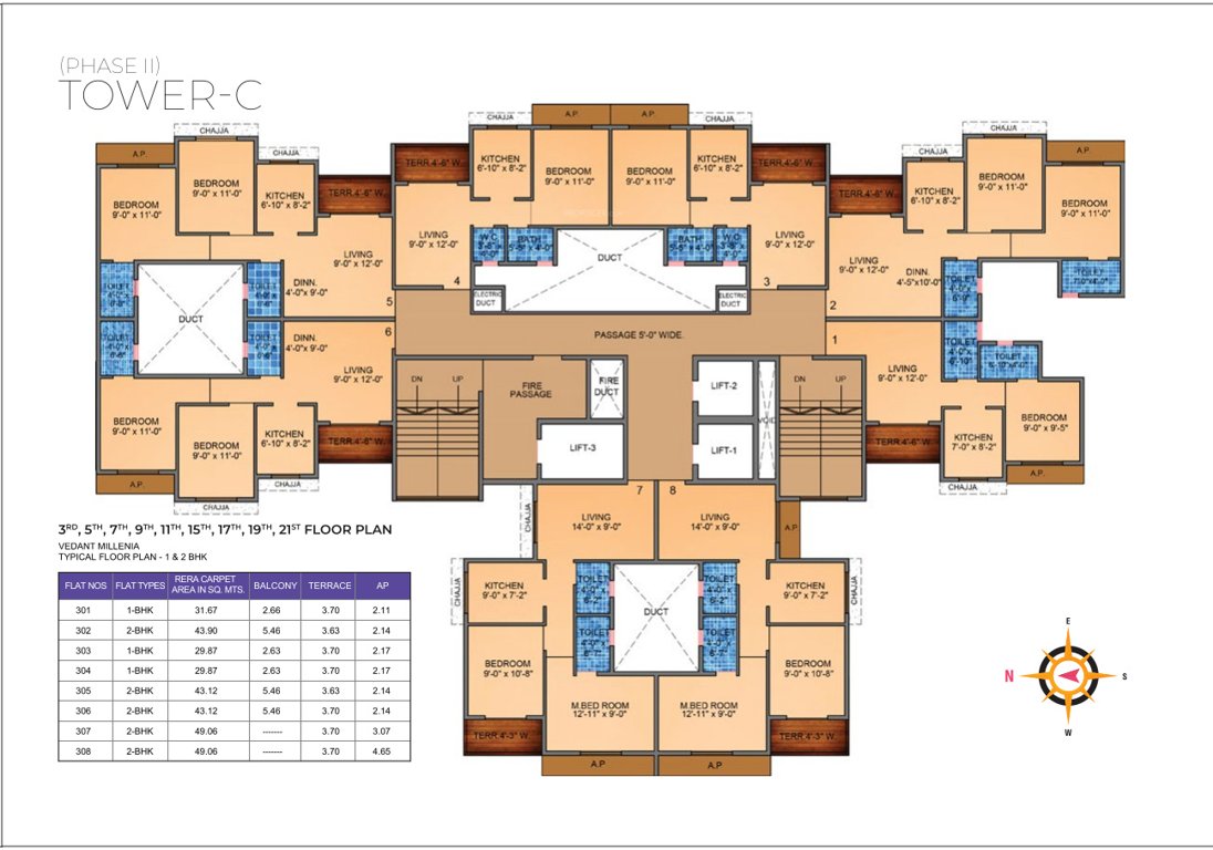  vedant millenia happiness phase ii wing c Wing C Cluster Plan