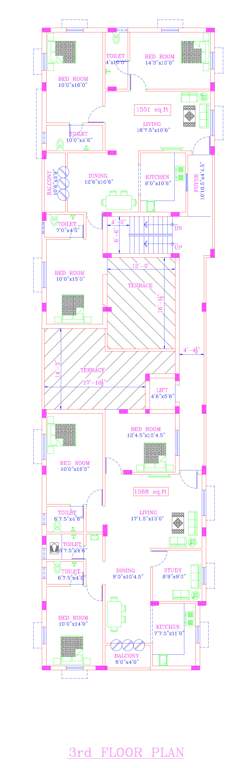  sai ayush flats Sai Ayush Flats Cluster Plan for 3rd Floor