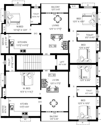  radha-flats Radha Flats Cluster Plan From 1st To 2nd Floor