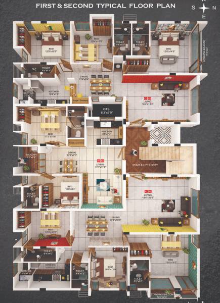  chellappas Block A & B & C Cluster Plan from 1st to 2nd Floor