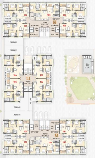  orchid Block A, B & C Cluster Plan for 1st Floor