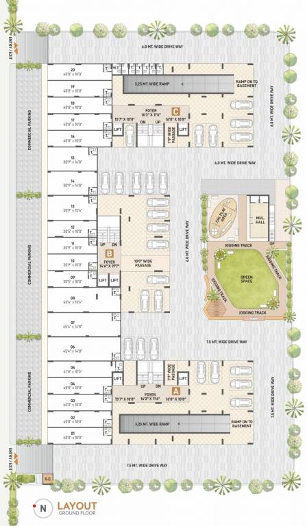  orchid Block A, B & C Cluster Plan For Ground Floor