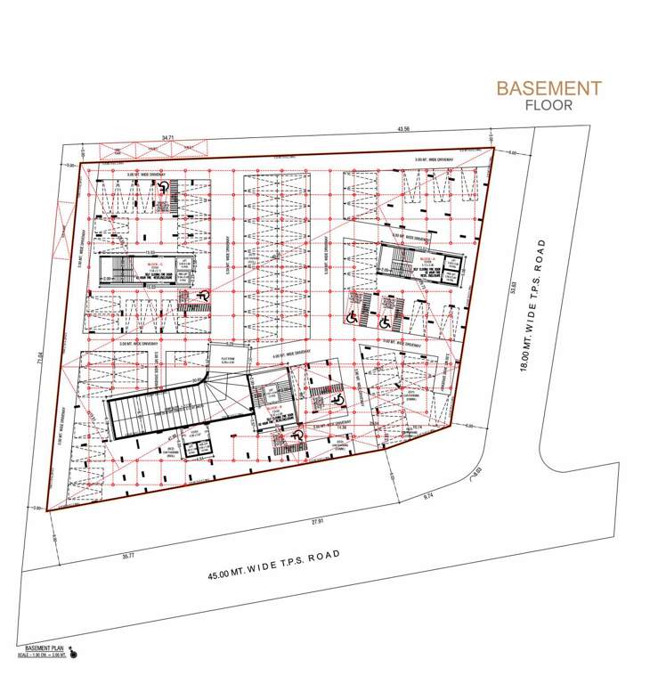  sahjanand skyline Block A & B & C Basement Floor Cluster Plan