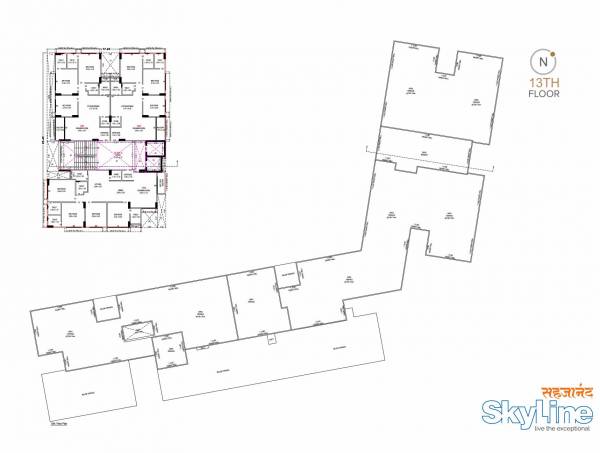  sahjanand-skyline Block A & B & C Cluster Plan for 13th Floor