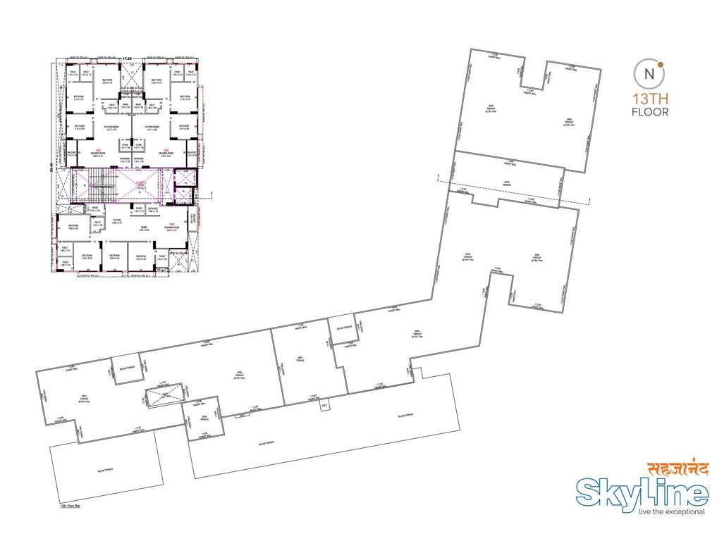  sahjanand skyline Block A & B & C Cluster Plan for 13th Floor