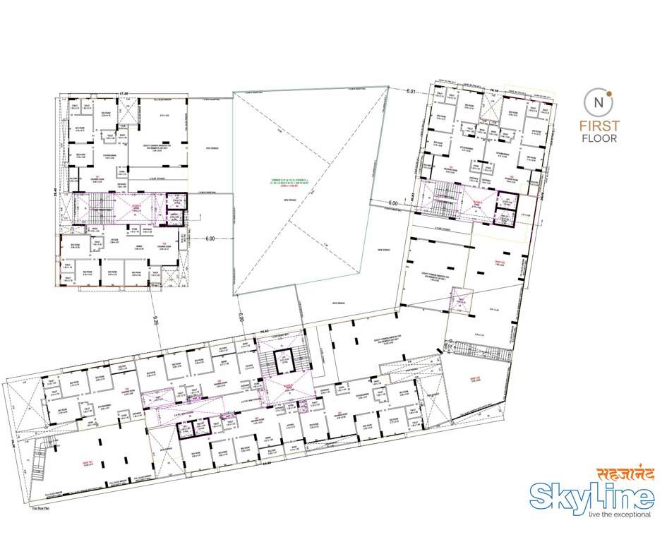 sahjanand skyline Block A & B & C Cluster Plan for 1st Floor