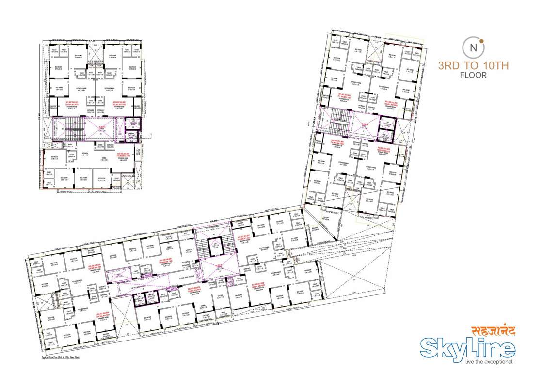  sahjanand skyline Block A & B & C Cluster Plan from 3rd to 10th Floor