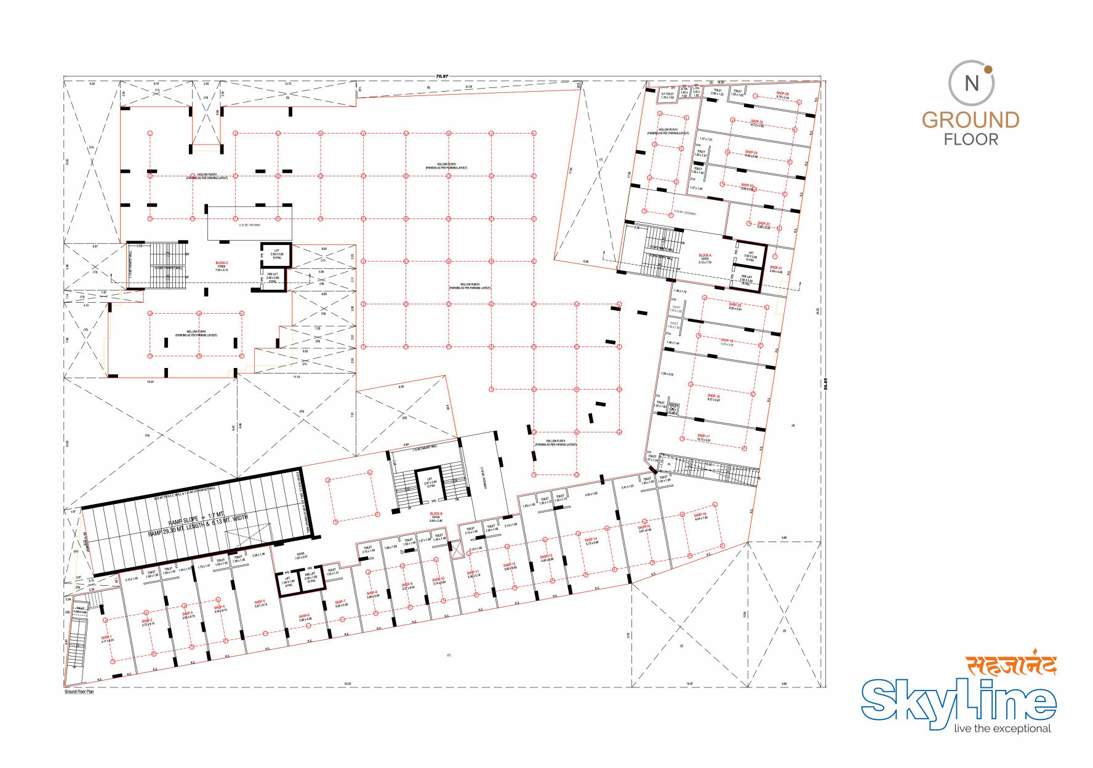  sahjanand skyline Block A & B & C Ground Floor Cluster Plan