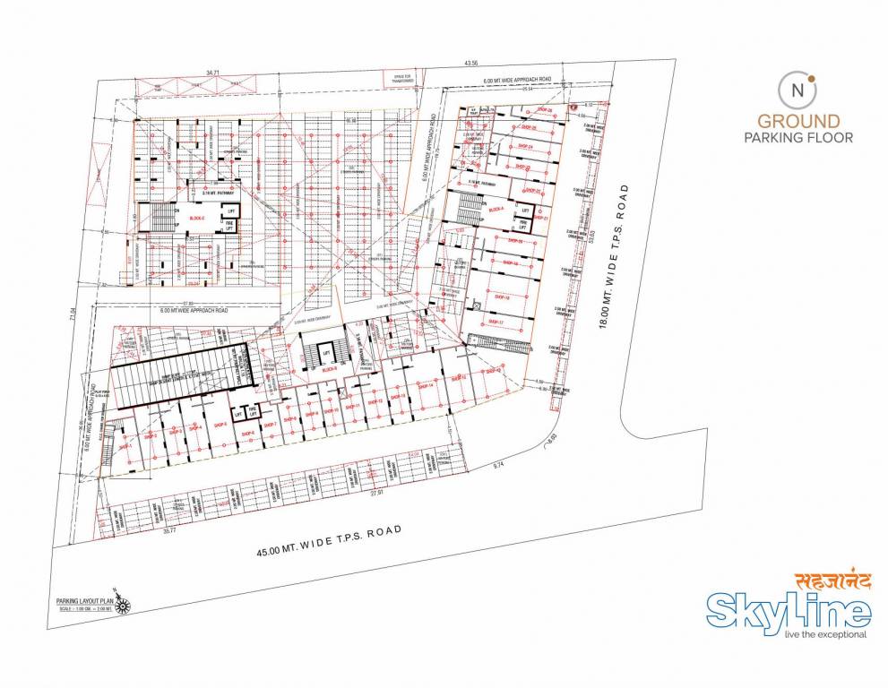  sahjanand skyline Block A & B & C Stilt Floor Cluster Plan