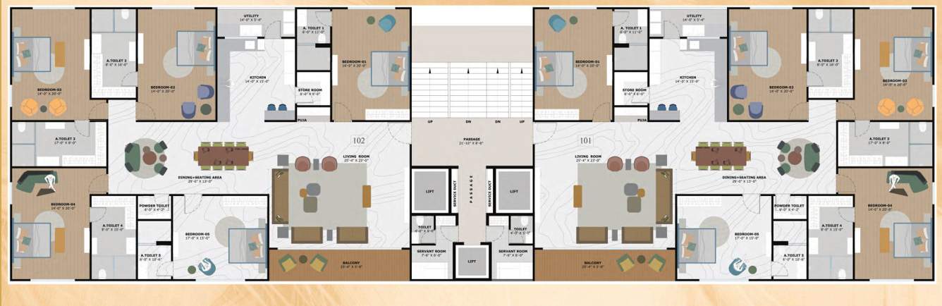  trionzza Block B Cluster Plan For Typical Floor