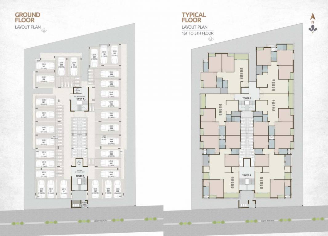 aarya bliss Tower A Cluster Plan from ground to 5th Floor