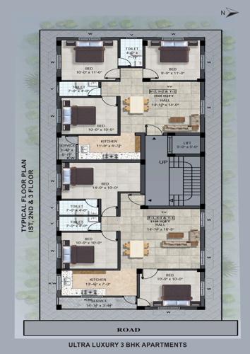  apartments Apartments Cluster Plan from 1st to 3rd Floor