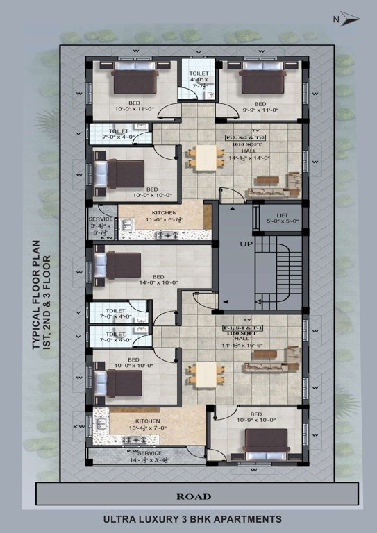  apartments Apartments Cluster Plan from 1st to 3rd Floor