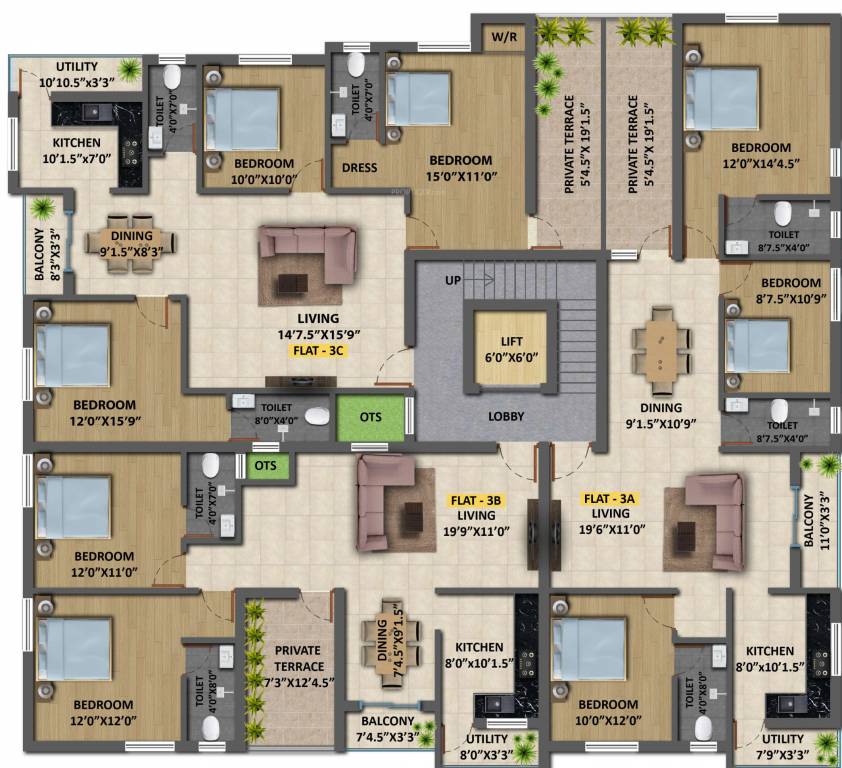  aaditri Aaditri Cluster Plan For 3rd Floor