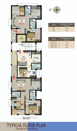  sundara-flats Sundara Flats Cluster Plan from 2nd to 3rd Floor