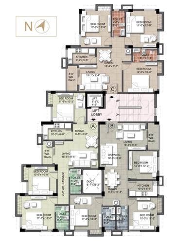  84-ballygunge-place 84 Ballygunge Place Cluster Plan from 1st to 3rd Floor
