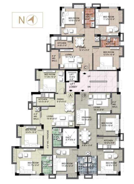  84 ballygunge place 84 Ballygunge Place Cluster Plan from 1st to 3rd Floor