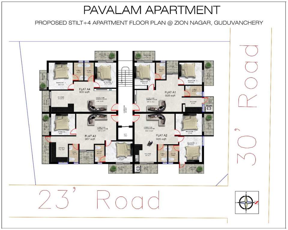  pavalam apartments Pavalam Apartments Cluster Plan