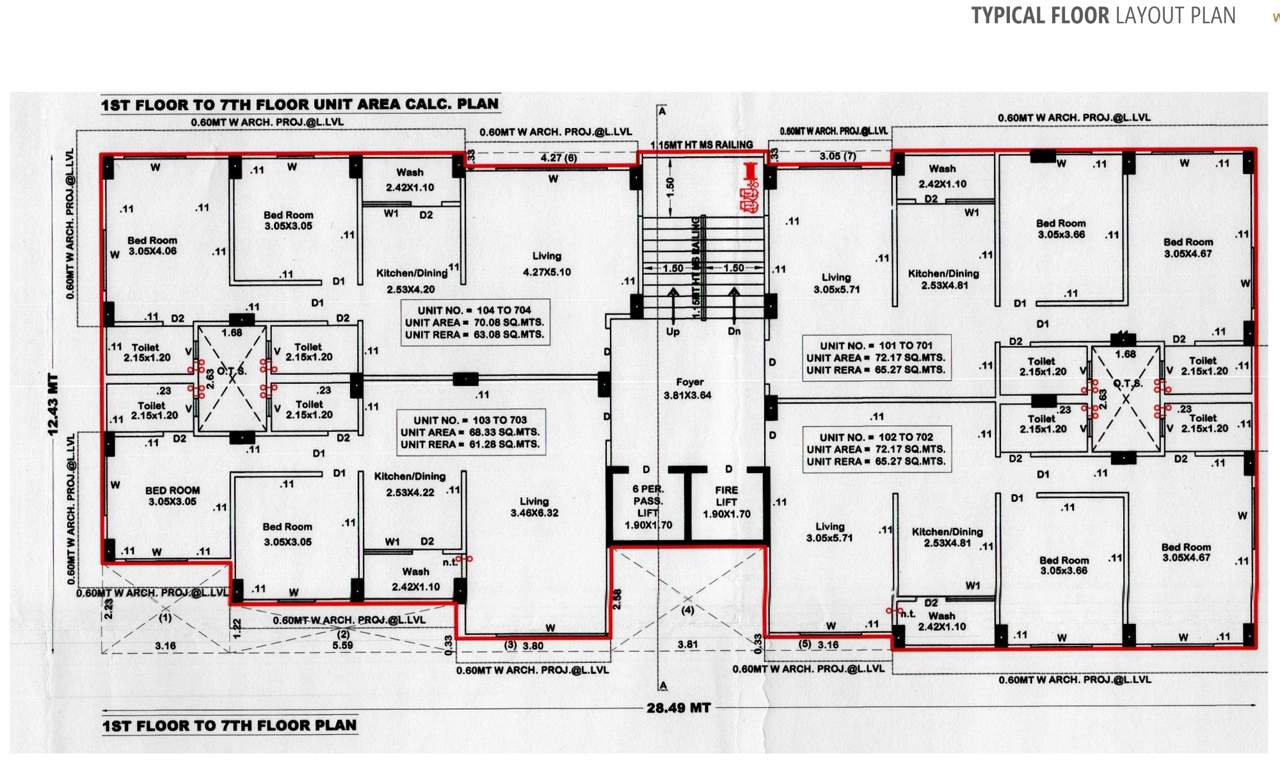  platinum Parshwa Platinum Cluster Plan from 1st to 7th Floor