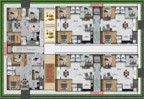  cross-town Block A, Block B, Block C Cluster Plan from 1st to 6th Floor