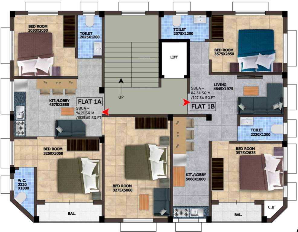  lakefield residency Cluster Plan For 1st Floor