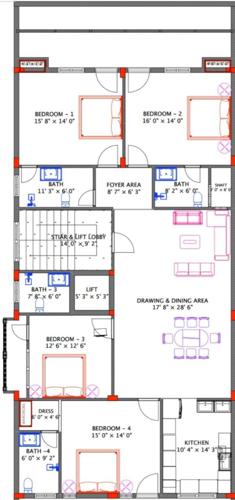  high-end-310-sq-yd Swastik High End 310 Sq Yd Cluster Plan from 1st to 4th Floor