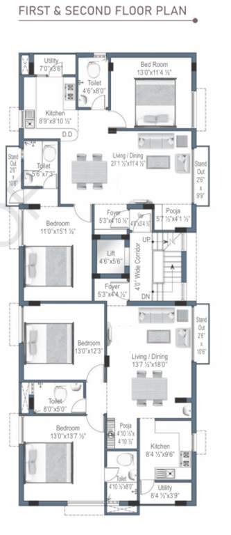  sree nivasam Sree Nivasam Cluster Plan from 1st to 2nd Floor