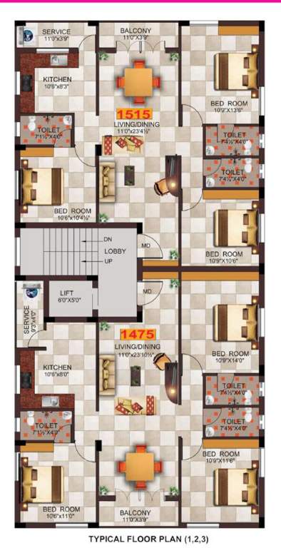  kambar apartment Kambar Apartment Cluster Plan from 1st to 3rd Floor