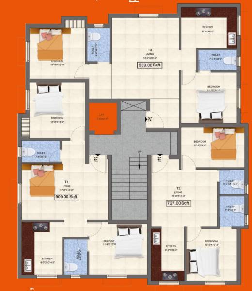  sri-balaji Sri Balaji Cluster Plan for 3rd Floor