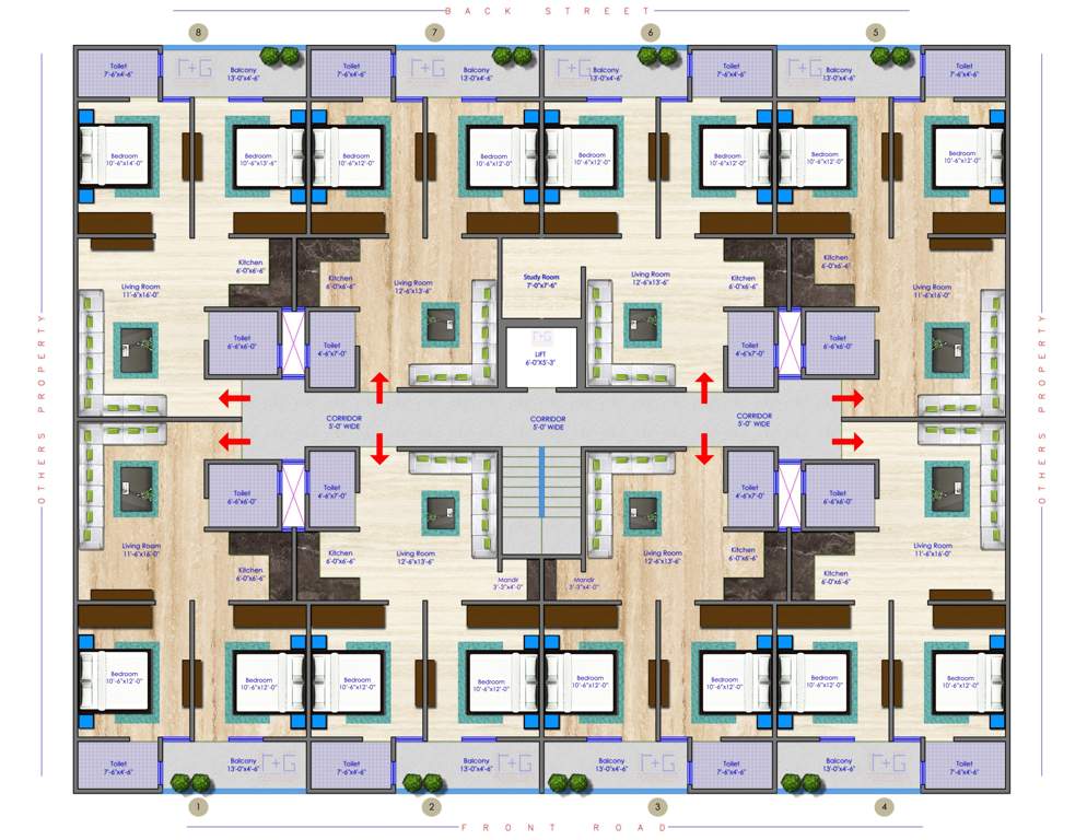  tulip tower Tulip Tower Cluster Plan from ground to 4th Floor