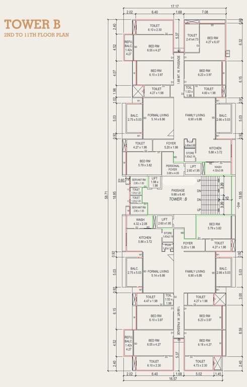 keystone skyvillas xl Tower B Cluster Plan From 2nd To 11th Floor